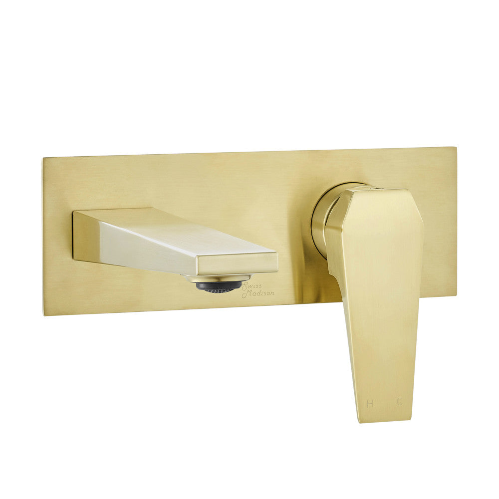 Swiss Madison Voltaire Single-Handle, Wall-Mount, Bathroom Faucet in Brushed Gold