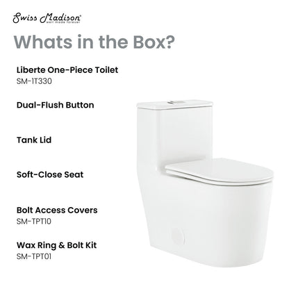 Swiss Madison Liberte One-Piece Elongated Toilet Dual-Flush 1.1/1.6 gpf