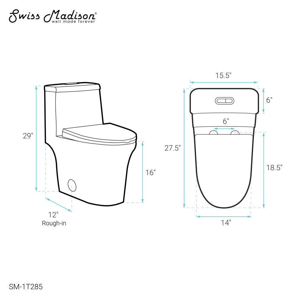 Swiss Madison Hugo One Piece Elongated Dual Flush Toilet 1.1 / 1.6 gpf