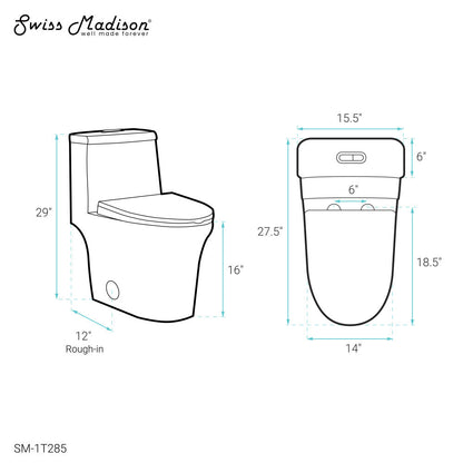 Swiss Madison Hugo One Piece Elongated Dual Flush Toilet 1.1 / 1.6 gpf