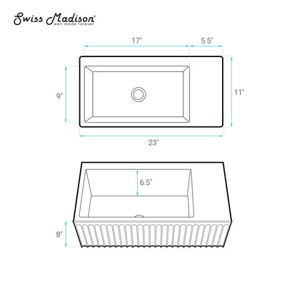 Swiss Madison Delice 24" Rectangle Wall-Mount Bathroom Sink in Matte Black