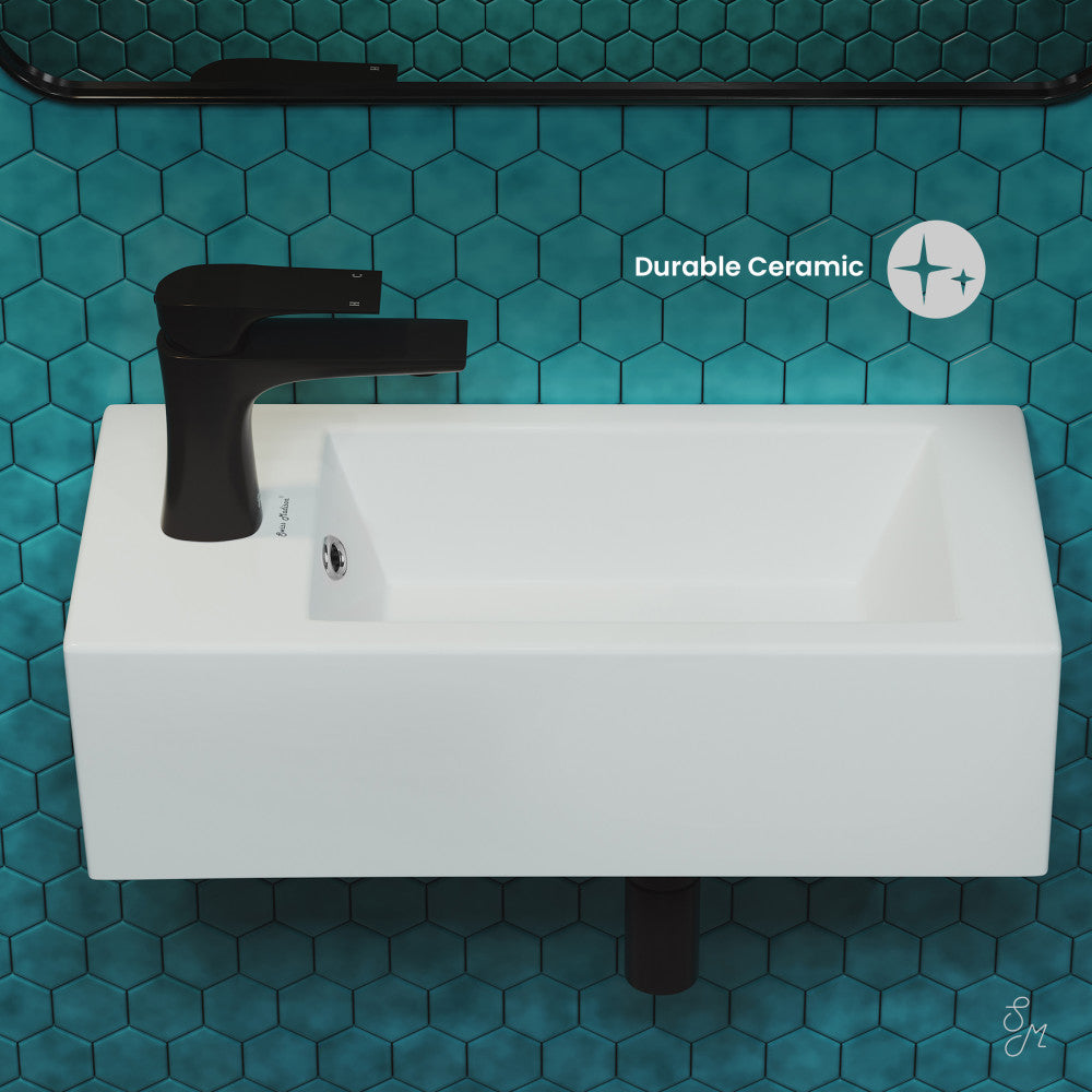 Swiss Madison Voltaire 19.5 x 10 Rectangular Ceramic Wall Hung Sink with Left Side Faucet Mount