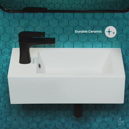 Swiss Madison Voltaire 19.5 x 10 Rectangular Ceramic Wall Hung Sink with Left Side Faucet Mount