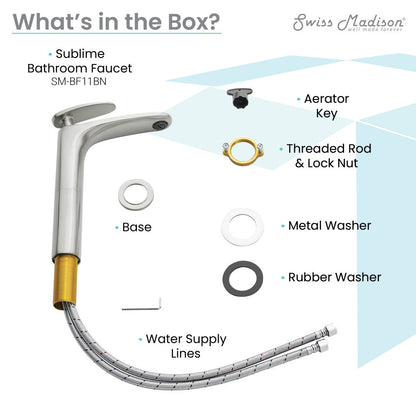 Swiss Madison Sublime Single Hole, Single-Handle, High Arc Bathroom Faucet in Brushed Nickel