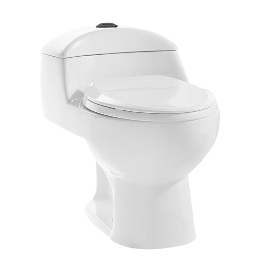 Swiss Madison Chateau One Piece Elongated Toilet Dual Flush, Black Hardware 1.1/1.6 gpf