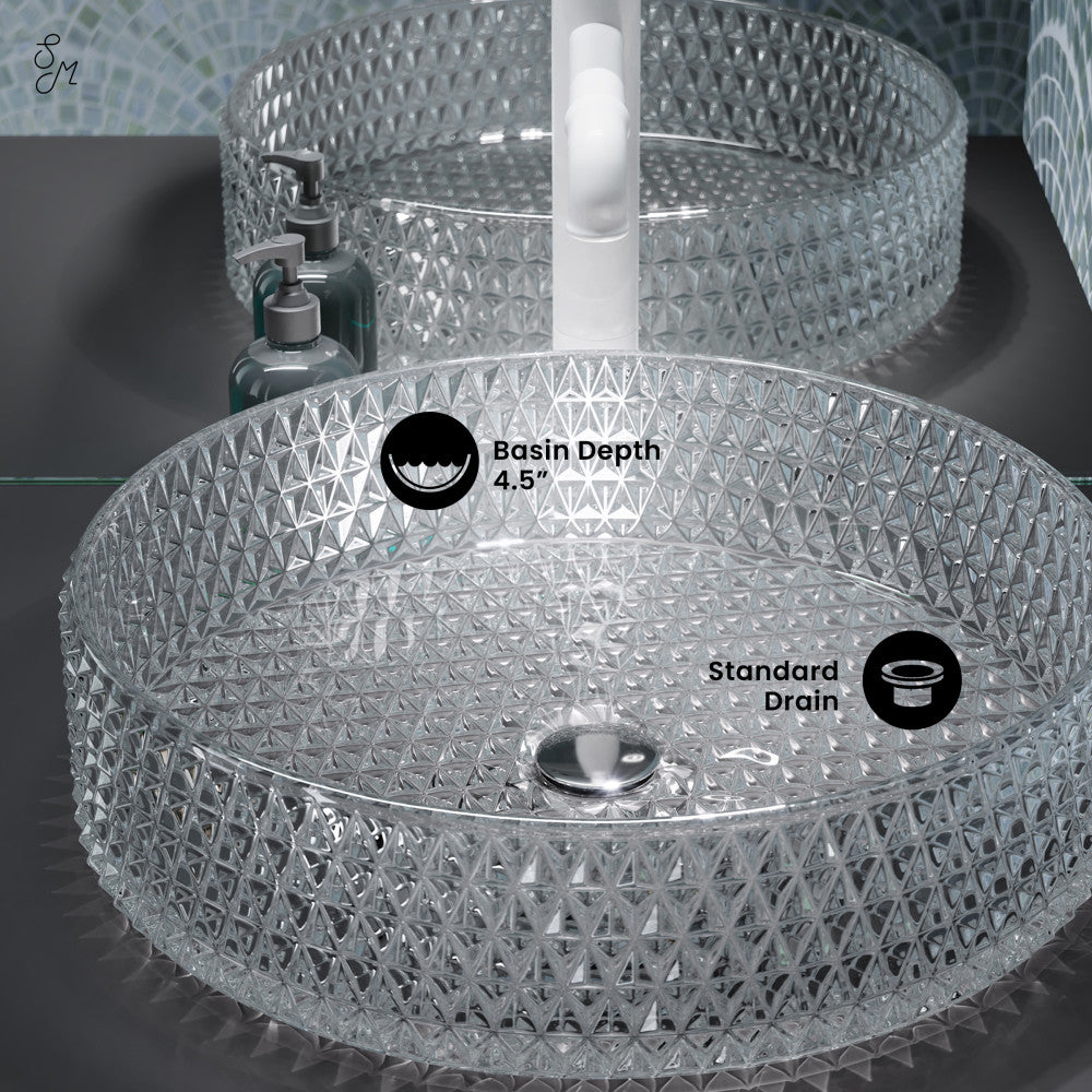 Swiss Madison Cache 15.75" Round Glass Vessel Sink