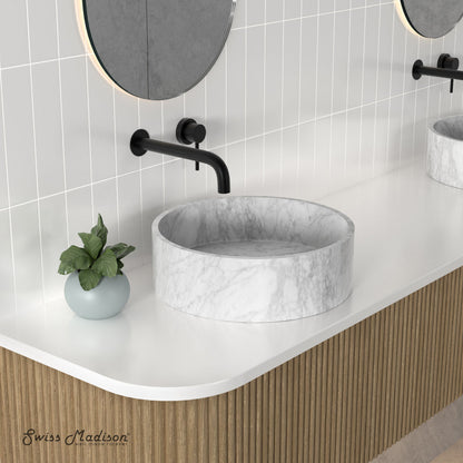 Swiss Madison Monaco 17" Round Vessel Bathroom Sink in Marbled Grey