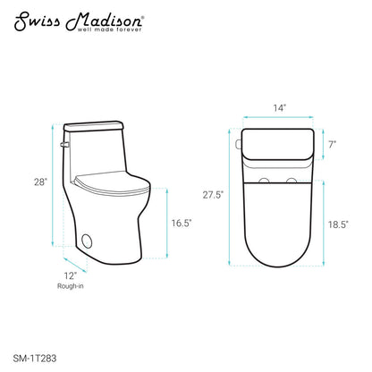 Swiss Madison Ivy One-Piece Toilet Left Side Flush 1.28 gpf