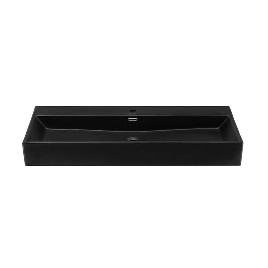 Swiss Madison Claire 40" Rectangle Wall-Mount Bathroom Sink in Matte Black