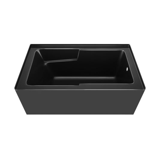 Swiss Madison Voltaire 54 x 30 Skirted Right Drain Soaking Apron Bathtub in Glossy Black with Integrated Armrest