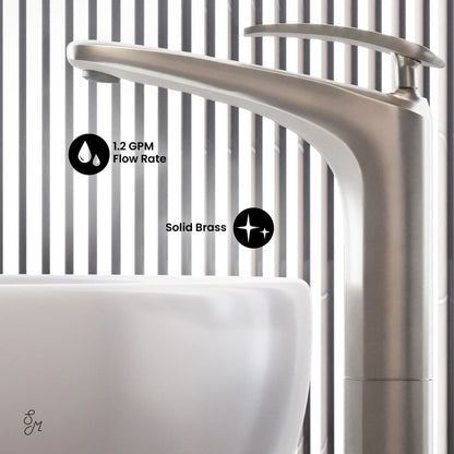Swiss Madison Sublime Single Hole, Single-Handle, High Arc Bathroom Faucet in Brushed Nickel