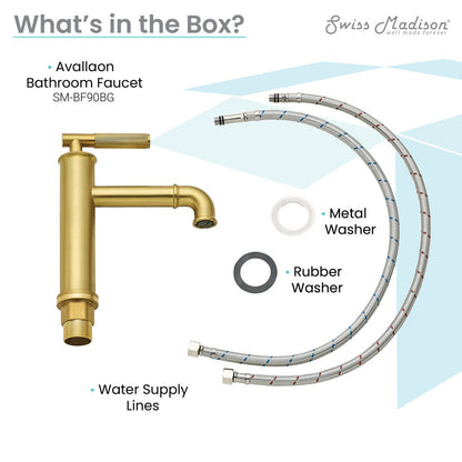 Swiss Madison Avallon Single Hole, Single-Handle Sleek, Bathroom Faucet in Brushed Gold