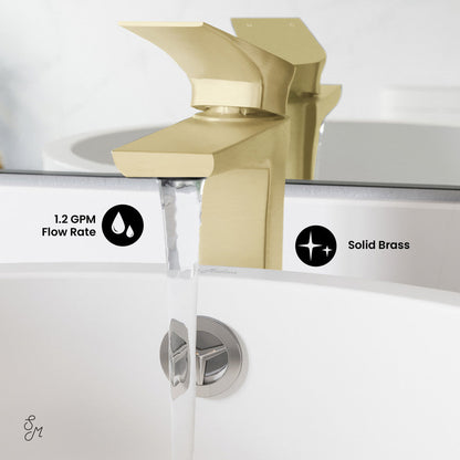 Swiss Madison Monaco Single Hole, Single-Handle, High Arc Bathroom Faucet in Brushed Gold
