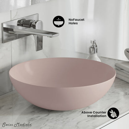 Swiss Madison Classe 16 Color Ceramic Sink in Matte Pink