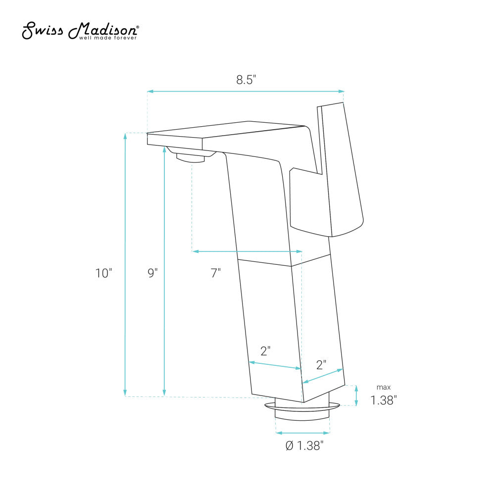 Swiss Madison Carre Single Hole, Single-Handle, High Arc Bathroom Faucet in Brushed Nickel