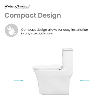 Swiss Madison TWISTER Dual Flush, Cascade One-Piece Compact Toilet, 1.1/1.6 GPF