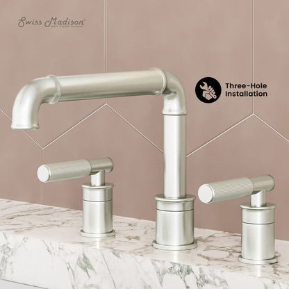 Swiss Madison Avallon 8 in. Widespread, Sleek Handle, Bathroom Faucet in Brushed Nickel