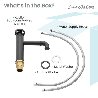 Swiss Madison Avallon Single Hole, Single-Handle Wheel, Bathroom Faucet in Matte Black
