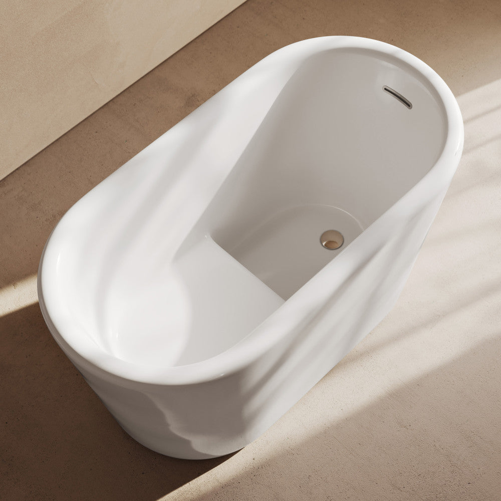 Swiss Madison Nanterre 51" Japanese Soaking Freestanding Bathtub in Glossy White, Drain Included
