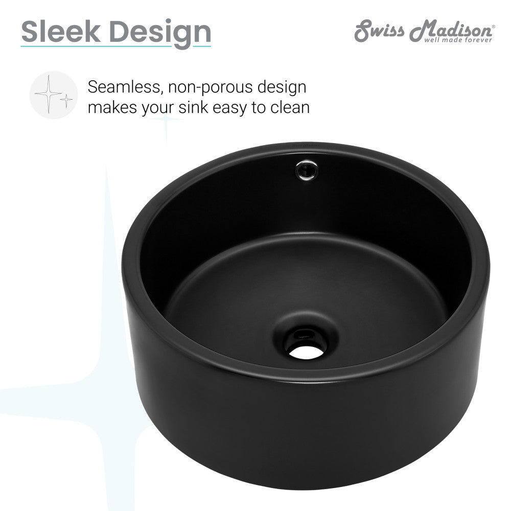 Swiss Madison Monaco 16.5” Round Vessel Sink in Matte Black