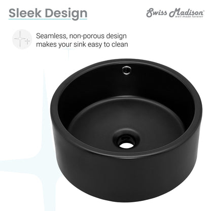 Swiss Madison Monaco 16.5” Round Vessel Sink in Matte Black