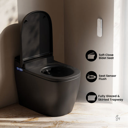 Swiss Madison Avancer One Piece Smart Toilet 1.28 GPF in Matte Black with Heated Bidet, Air Drying, Night Light, Foot Sensor