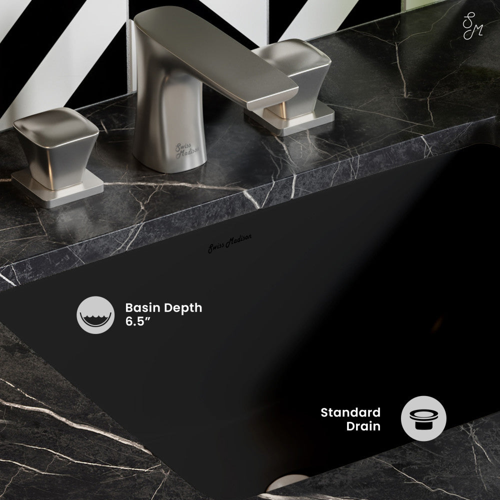Swiss Madison Plaisir 18.5" Rectangle Undermount Bathroom Sink in Matte Black