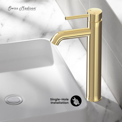 Swiss Madison Ivy Single Hole, Single-Handle, High Arc Bathroom Faucet in Brushed Gold