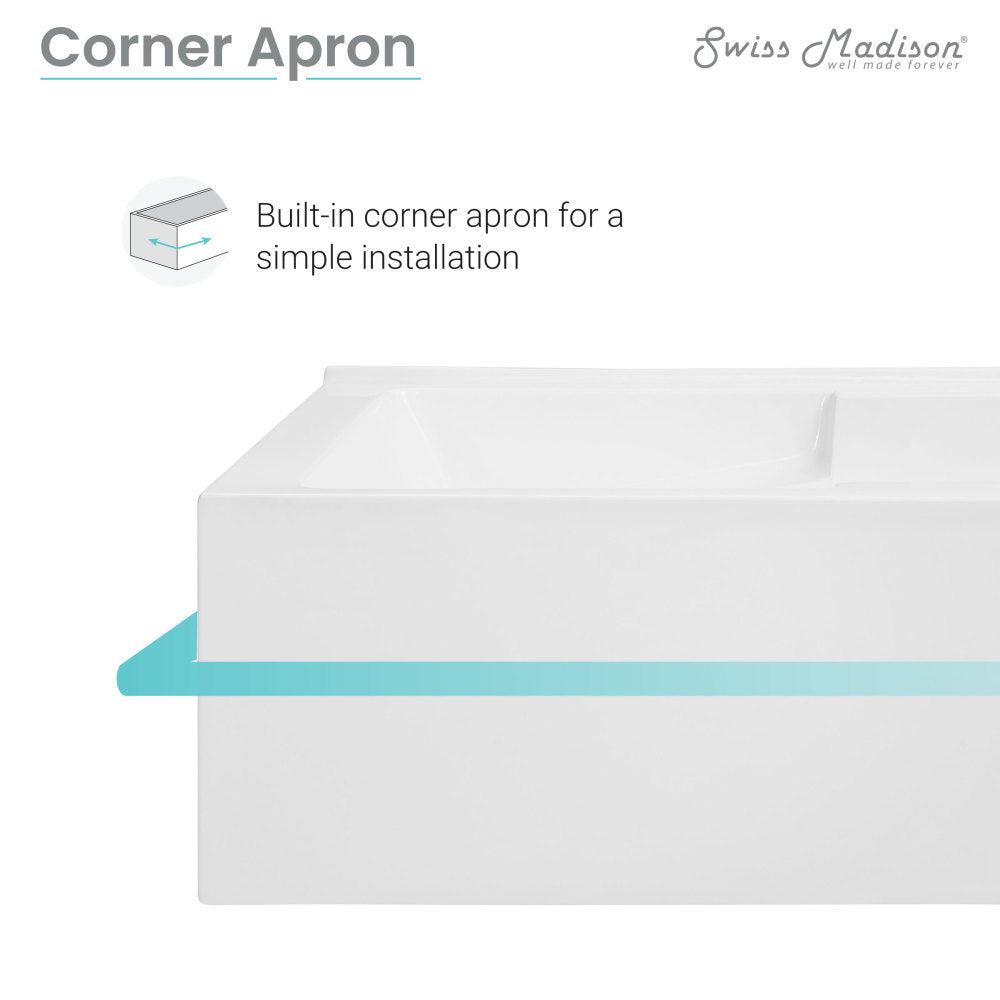 Swiss Madison Claire 60" x 32" Left-Hand Drain Drain Alcove Tub with Corner Apron