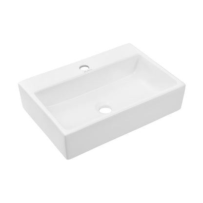 Swiss Madison Claire 20 Rectangle Ceramic Vessel Sink, Matte White