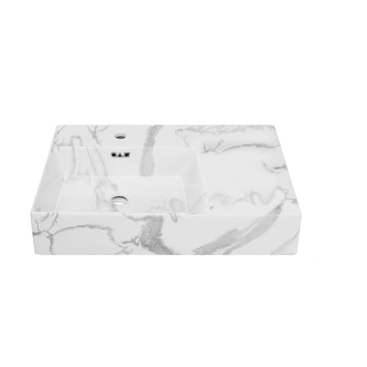 Swiss Madison St. Tropez 24" Left Side Faucet Wall-Mount Bathroom Sink in White Marble