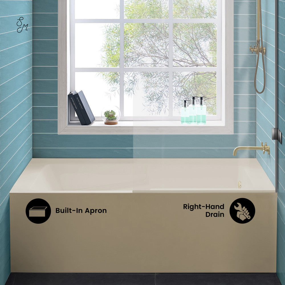 Swiss Madison Voltaire 54" x 30" Right-Hand Drain Alcove Bathtub with Apron in Bisque
