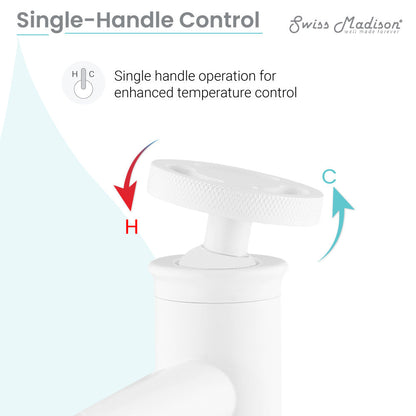 Swiss Madison Avallon Single Hole, Single-Handle Wheel, High Arc Bathroom Faucet in Matte White