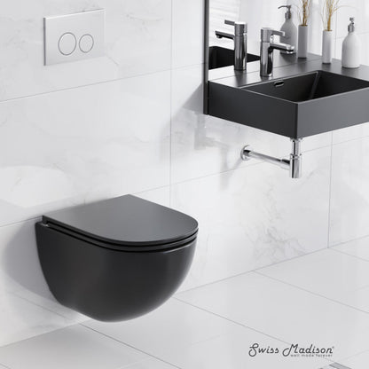 Swiss Madison St. Tropez Wall-Hung Toilet Bowl Only in Matte Black
