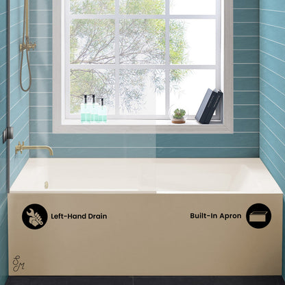 Swiss Madison Voltaire 60" x 30" Left-Hand Drain Alcove Bathtub with Apron in Bisque