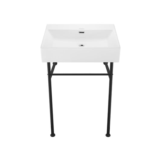 Swiss Madison Claire 24" Rectangle Zero Hole Console Sink with Matte Black Legs