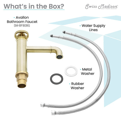 Swiss Madison Avallon Single Hole, Single-Handle Wheel, Bathroom Faucet in Brushed Gold