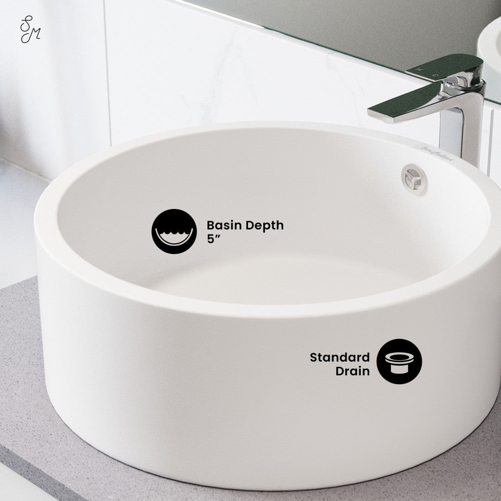 Swiss Madison Monaco Round Ceramic Bathroom Vessel Sink in White