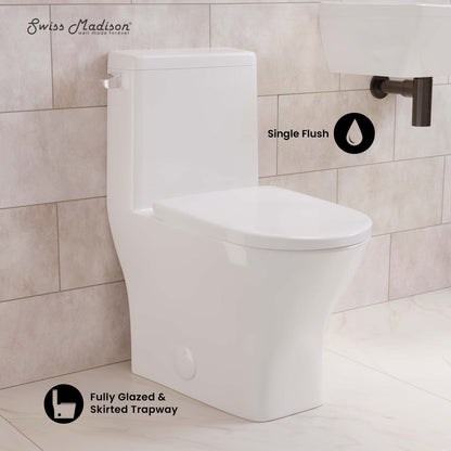 Swiss Madison Sublime II One-Piece Round Toilet with Left Side Flush, 10" Rough-In 1.28 gpf