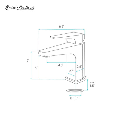 Swiss Madison Voltaire Single Hole, Single-Handle, Bathroom Faucet in Gunmetal Grey