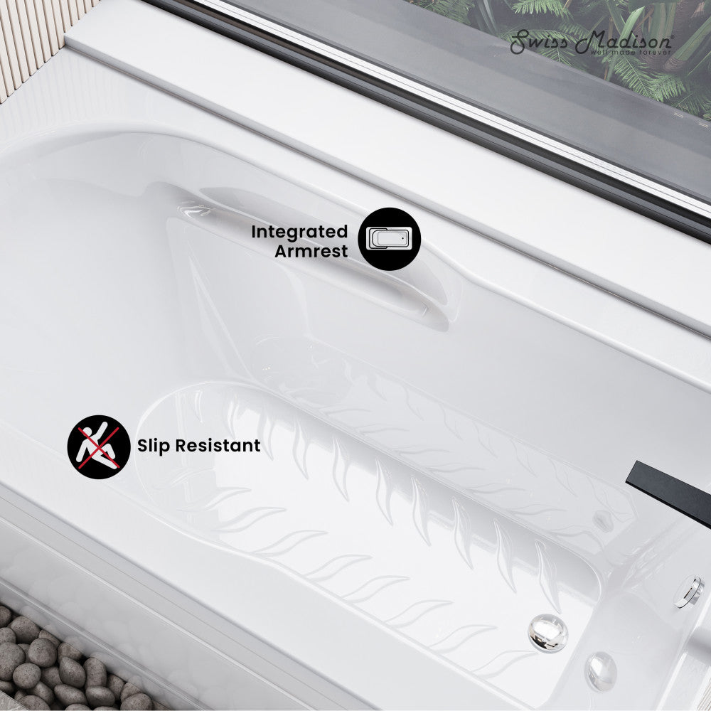 Swiss Madison Concorde 60" x 32" Acrylic Glossy White, Alcove, Integral, Right-Hand Drain, Apron Bathtub