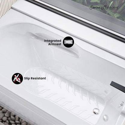 Swiss Madison Concorde 60" x 32" Acrylic Glossy White, Alcove, Integral, Right-Hand Drain, Apron Bathtub