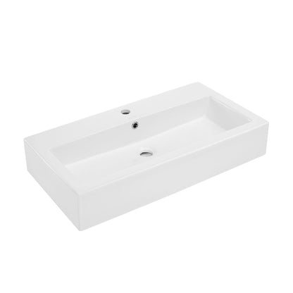 Swiss Madison Voltaire Wide Rectangle Wall-Mount Sink in Shiny White