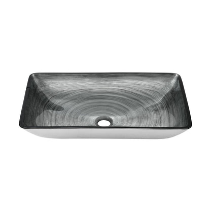 Swiss Madison Cascade Rectangular Glass Vessel Sink with Faucet, Smoky Grey