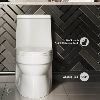 Swiss Madison Virage One-Piece Elongated Left Side Flush Handle Toilet 1.28 gpf