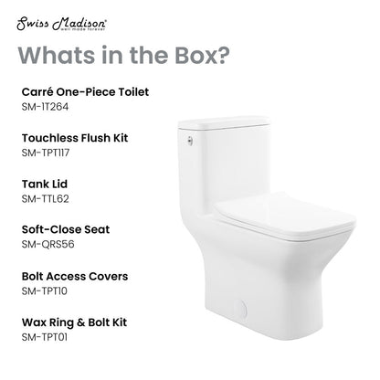Swiss Madison Carre One-Piece Square Toilet Dual-Flush 1.1/1.6 gpf, Touchless