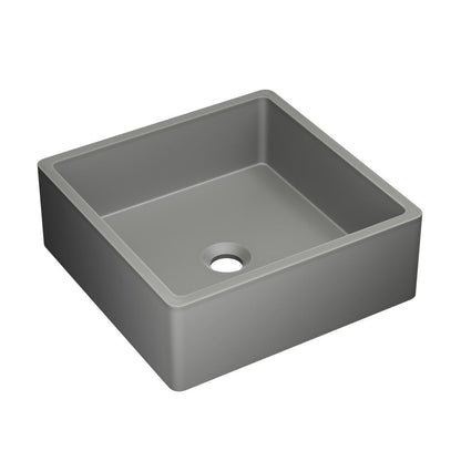 Swiss Madison Lisse 15" Square Concrete Vessel Bathroom Sink in Dark Grey
