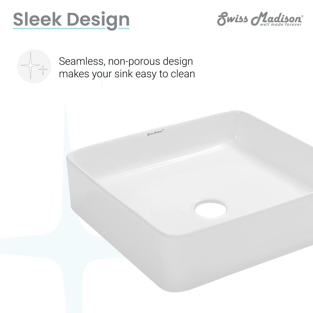 Swiss Madison Concorde Ceramic Square Vessel Sink