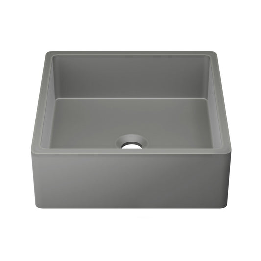 Swiss Madison Lisse 15" Square Concrete Vessel Bathroom Sink in Dark Grey