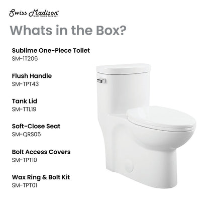 Swiss Madison Sublime One-Piece Elongated Left Side Flush Handle Toilet 1.28 gpf